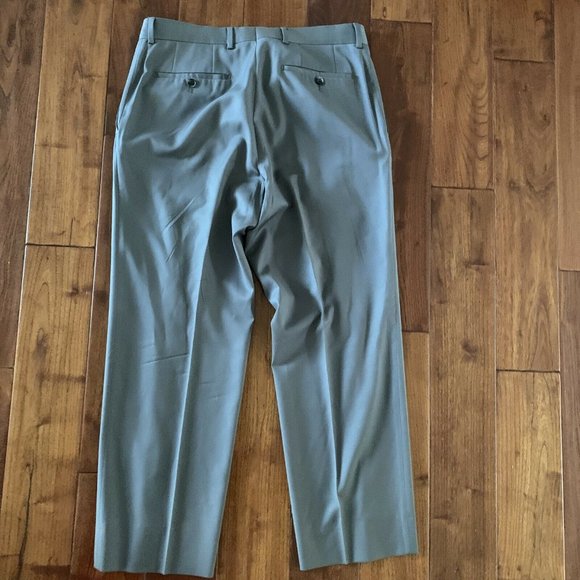 HUGO BOSS Pant Flat Front All Wool Gaberdine Olive Khaki Taupe Waist 34 x 29 - Picture 5 of 7